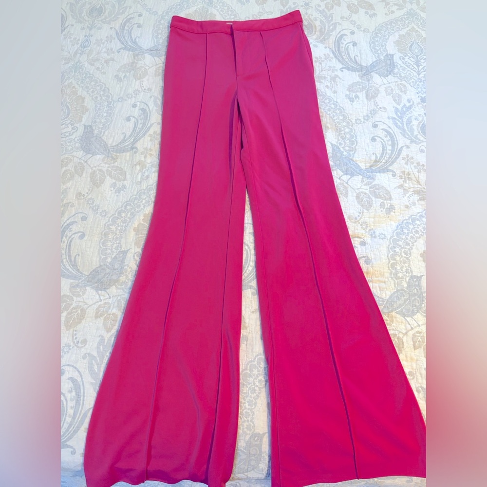 FLYING TOMATO Pink Flare stretch trousers in EUC